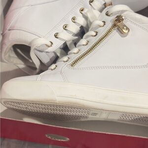 Guess White Sneakers with Gold Details